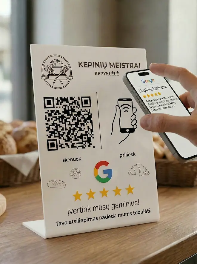 DirbaPats išmanusis NFC stendas kepykloje
